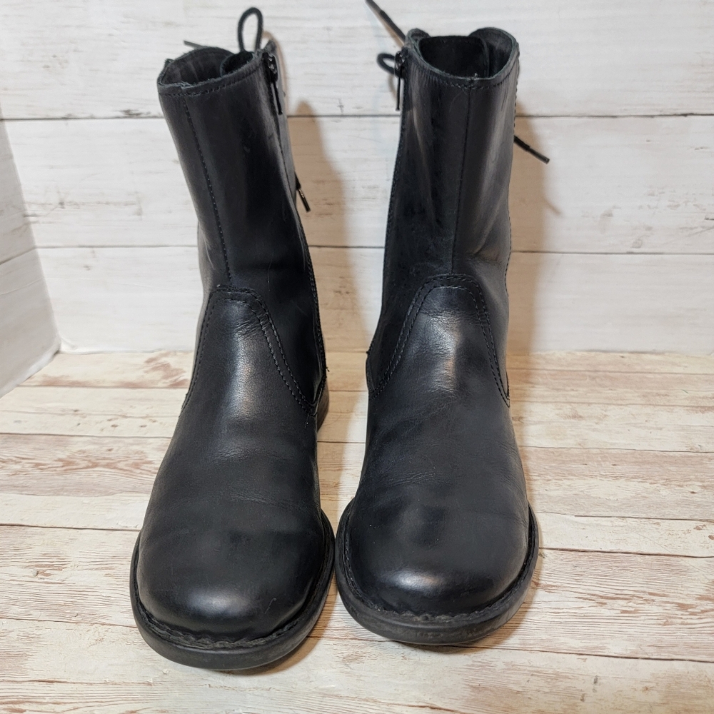 Born Mid Calf back lace black leather boots - Picture 7 of 13